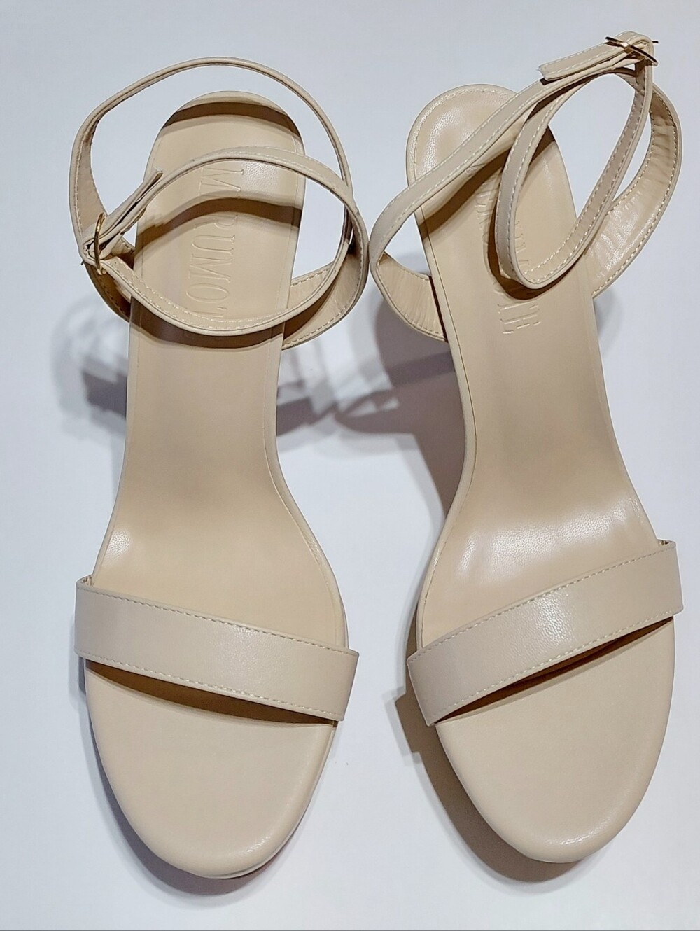 MERUMOTE Women’s  Ankle-Strap Stiletto  Nude Sandals Size 10